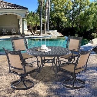 Clihome Outdoor 5-Pcs Set Cast Aluminum Dining Set for Patio