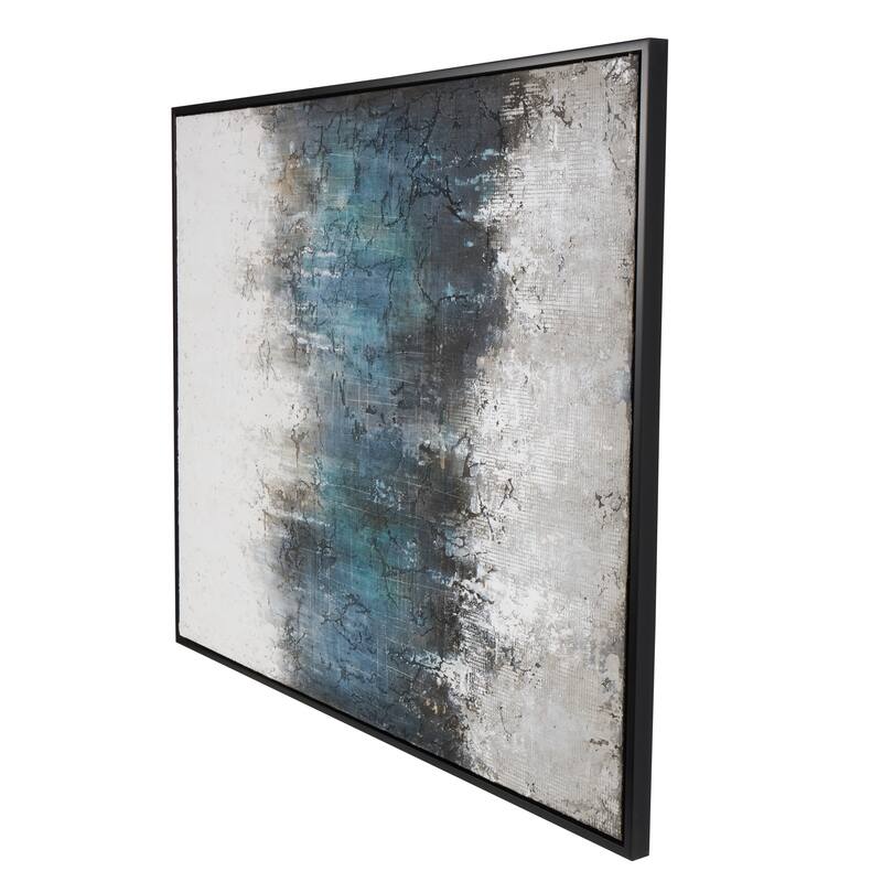 Polystone Geometric Silver Embellishments Framed Wall Art with Black Frame - Silver - Roche River Decor