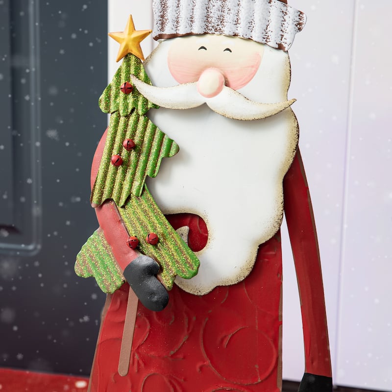 Glitzhome 36"H Metal Snowman or Santa Yard Stake Standing Decor Wall Decor