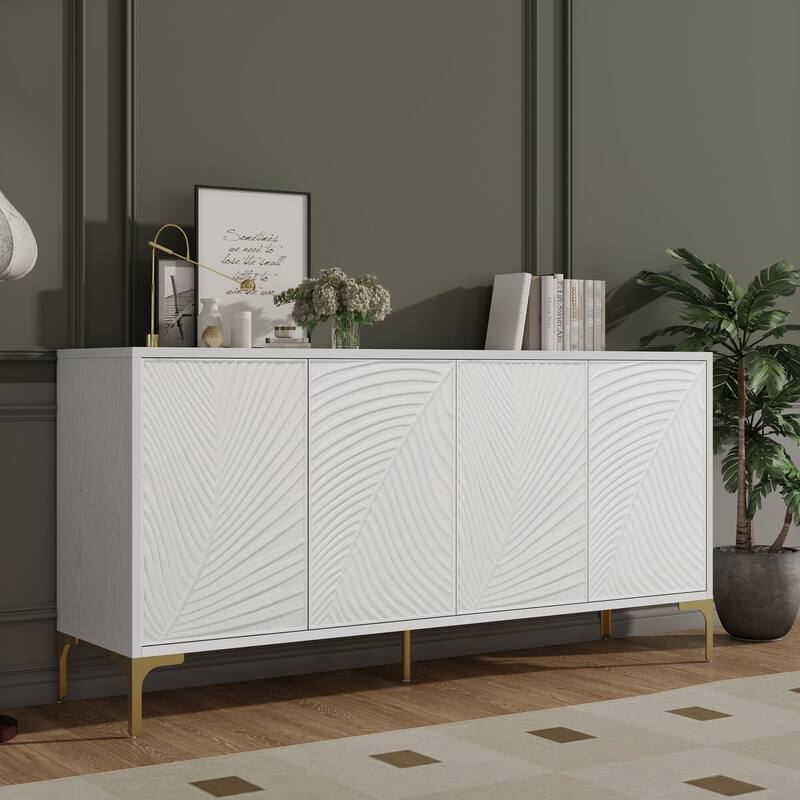 Multi-Functional Storage Cabinet,Four-Door Sideboard with Adjustable Shelves, Suitable for Study, Entryway and Living Room