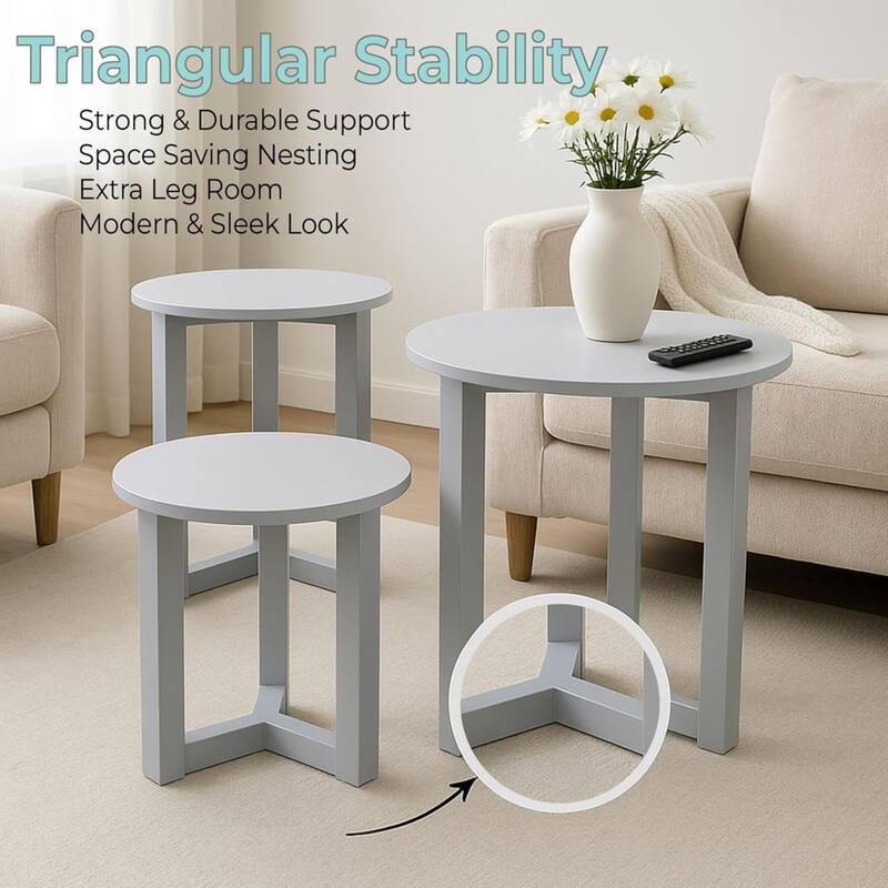 Modern Wood Nesting Tables 3 Nested Side/ End Tables (Set of 3)