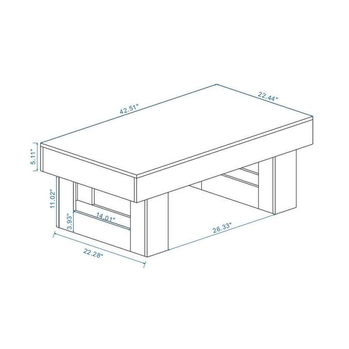 42 Inch Wood Rectangular Coffee Table, All MDF Farmhouse Accent Center Low Cocktail Tea Table with Sturdy Base