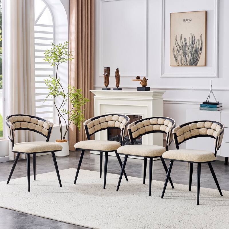 Velvet Upholstered Dining Chairs Set of 2, Accent Chair with Tufted Backrest, Kitchen Side Chairs with Metal Legs