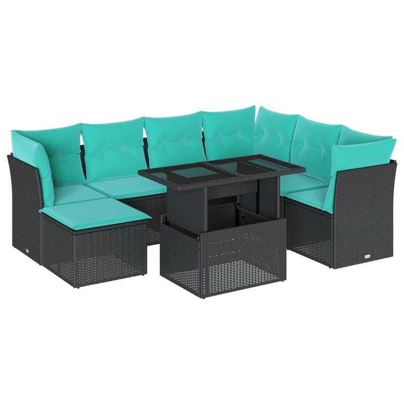 vidaXL Patio Sofa Set with Cushions Modular Outdoor Seating 8 Piece Poly Rattan - 24.4 x 24.4 x 27.2
