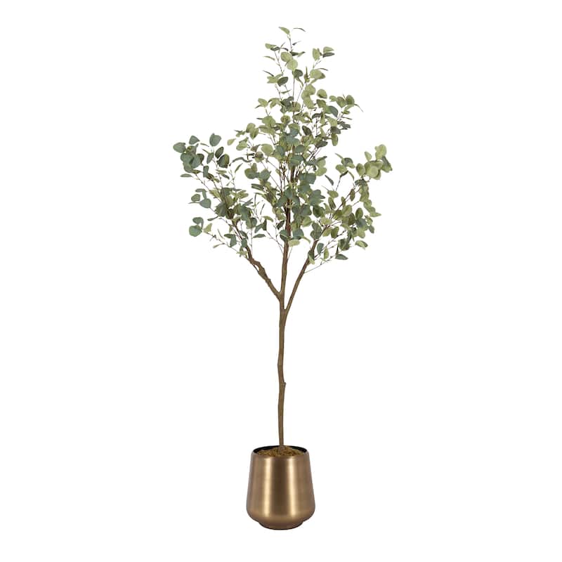Kate and Laurel Eudora Faux Eucalyptus Tree - 6ft - Gold
