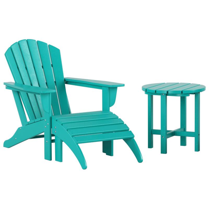Altura Outdoor Eco-Friendly All Weather Adirondack Chair with Ottoman and Side Table (3-Piece Set)