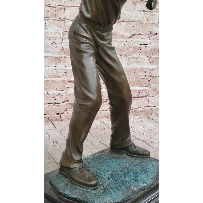 Signed Original Milo Male Golfer Sport Trophy Solid Bronze Sculpture Figurine