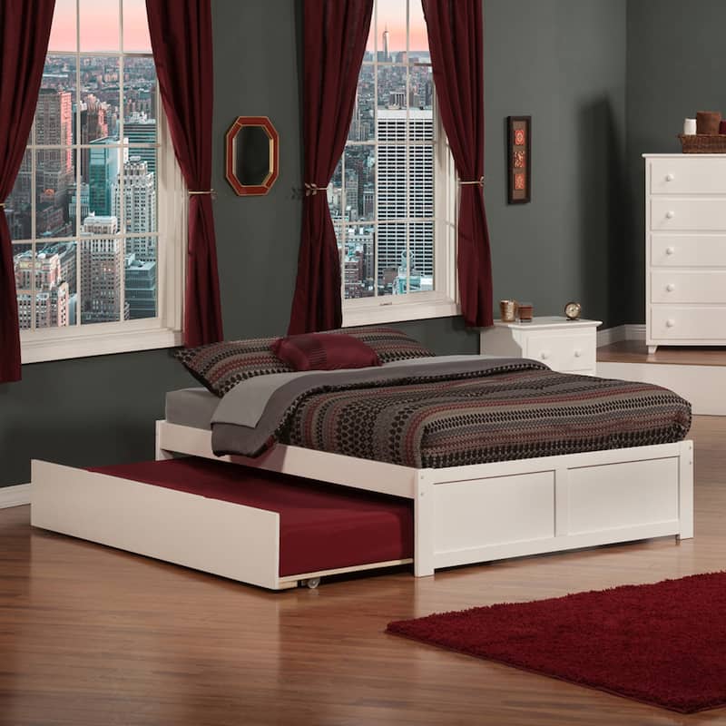 Concord King Platform Bed with Footboard & Twin XL Trundle in White