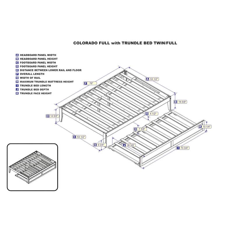 Full Bed with Trundle - Nordic Style Espresso Finish - HomeStock Platform Bed Frame