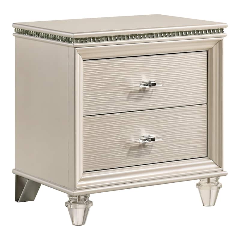 Allenby Transitional Pearl White Wood 2-Drawer Nightstand by Silver Orchid