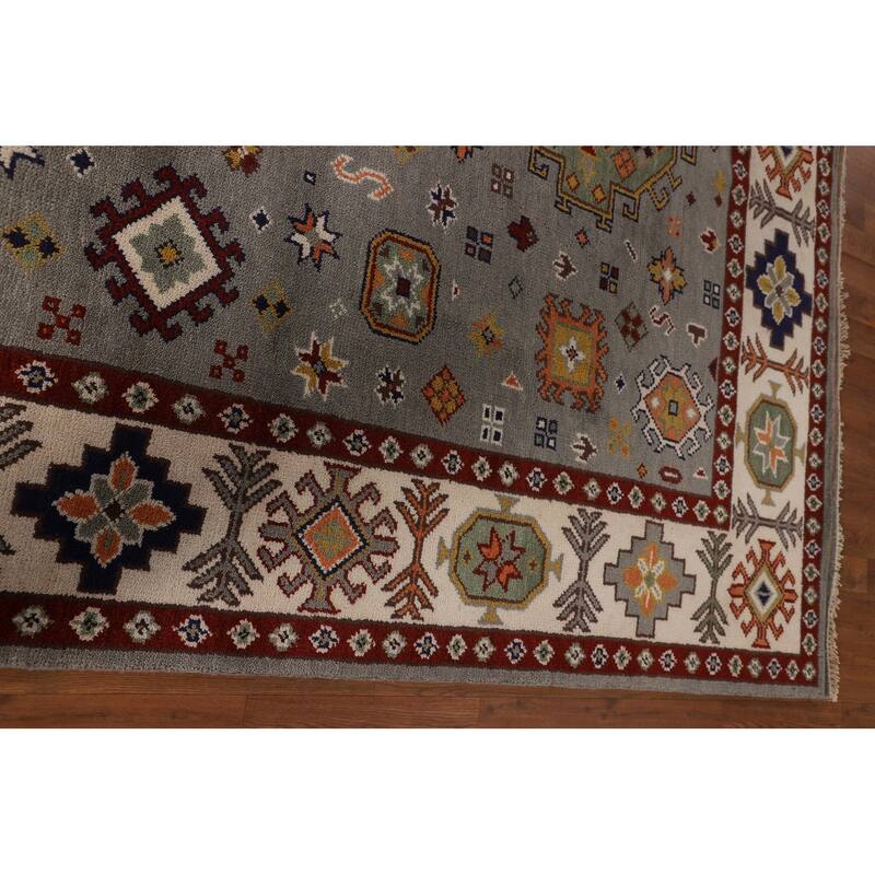 Geometric Kazak Oriental Area Rug Handmade Wool Carpet - 8'0" x 10'1"