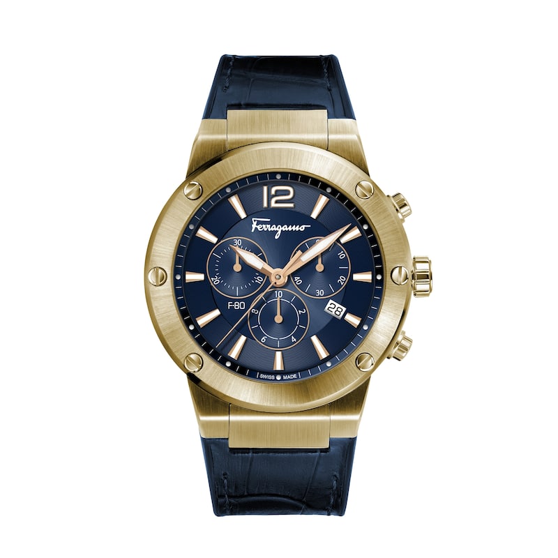 Ferragamo Men's F-80 Chrono 44mm Quartz Watch SFEX00723 - Blue - N/A
