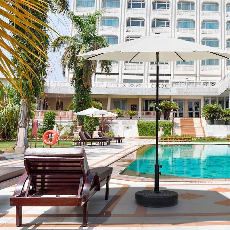 50 lbs. Plastic Market Patio Umbrella Base in Black, 20" Patio Umbrella Base for Outdoor Lawn, Garden, Round, 2 Pack