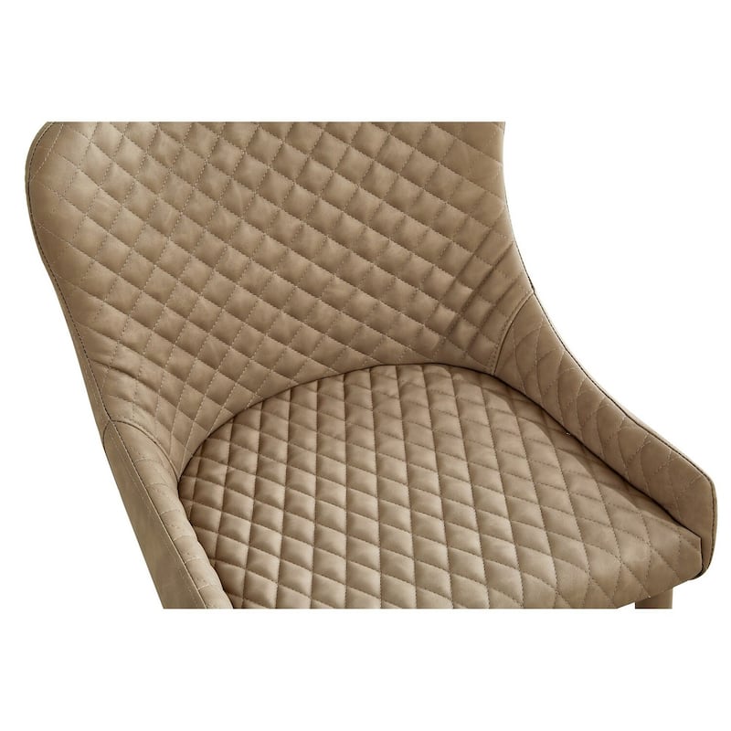 Brown/Beige Faux Leather Upholstered Metal Frame Dining Chair, Set of 4, Sturdy Dining Chair for Dining Rooms - 15.5