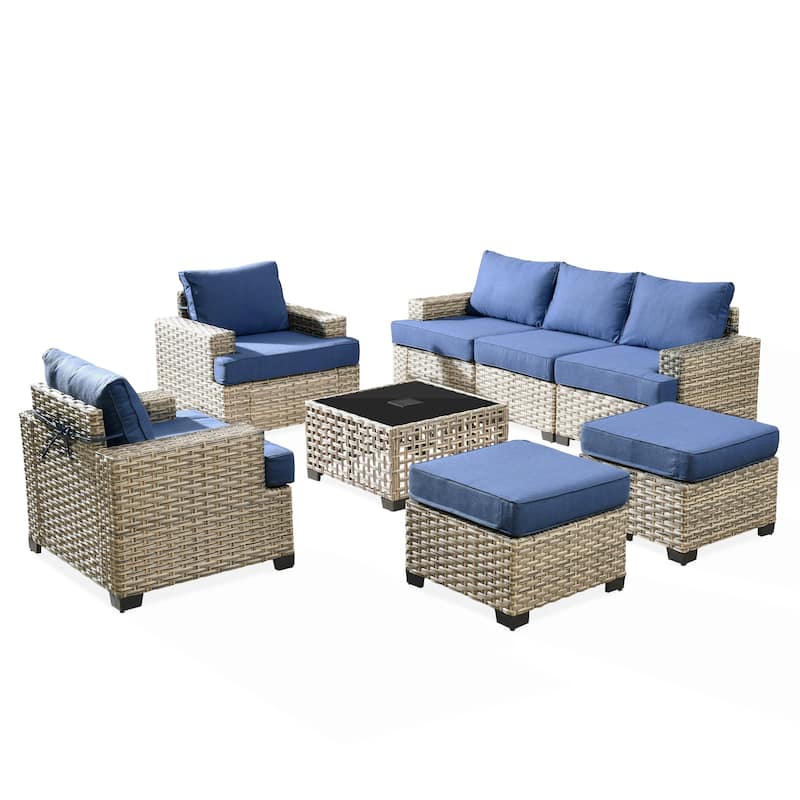 XIZZI 8-piece Patio Furniture Outdoor Rattan Conversation Set