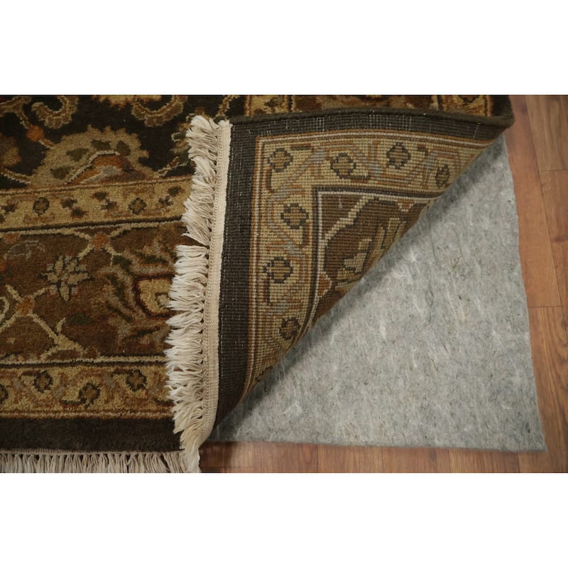Hand Knotted Oriental 100% Wool Carpet Traditional All-Over Greys & Charcoal Agra Area Rug - 8' 10'' X 5' 10''