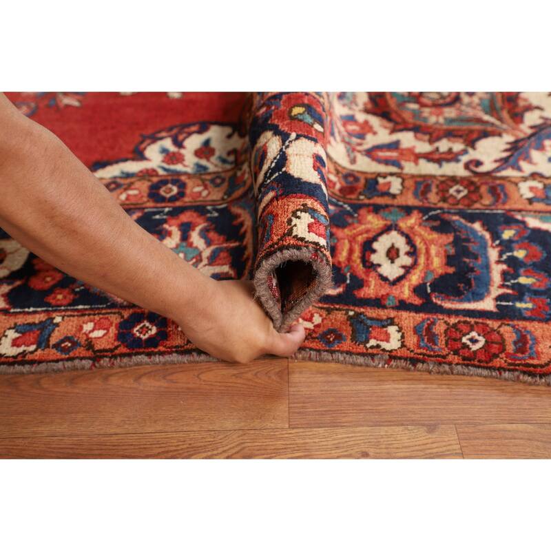 Red Heriz Persian Antique Area Rug Hand-Knotted Wool Carpet - 7'5" x 10'8"