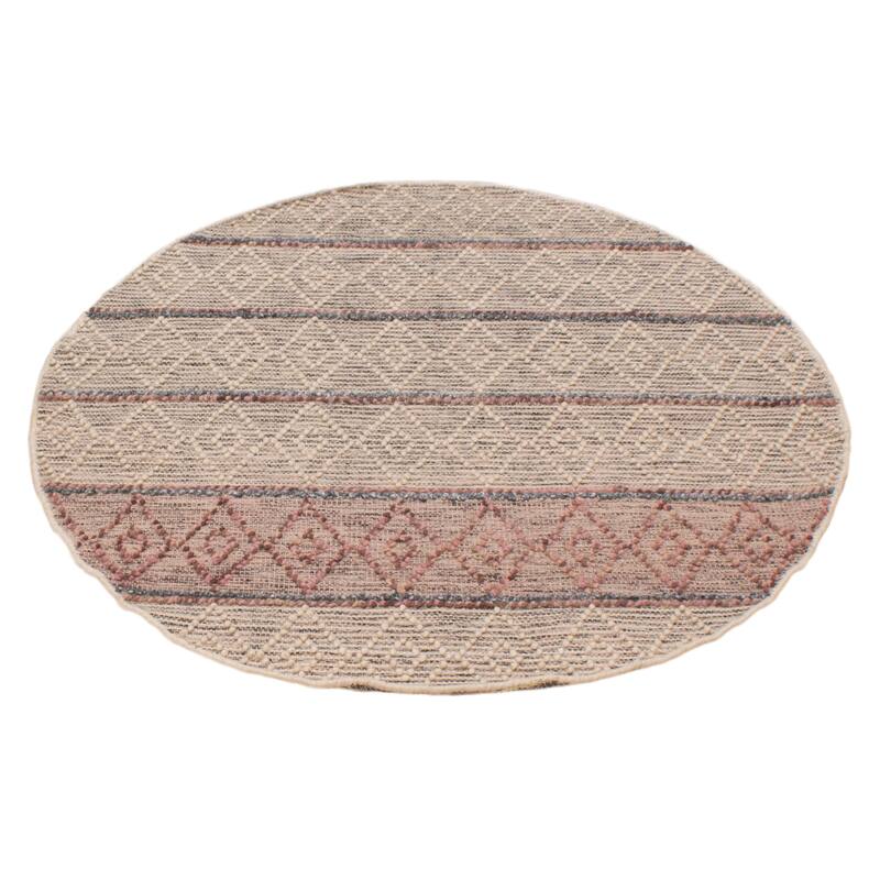 ECARPETGALLERY Braid weave Sienna Cream Wool Rug - 4'10 x 4'10