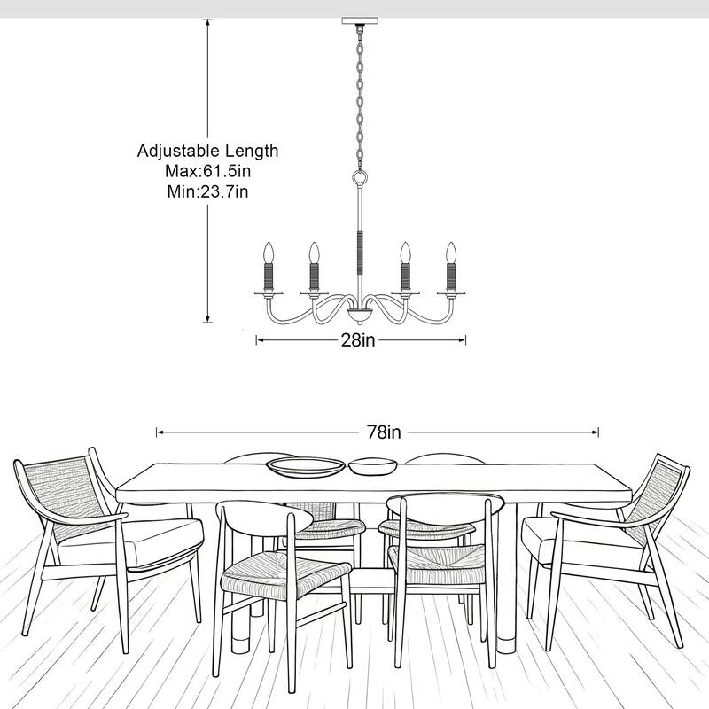 LamQee Rattan Kitchen Island Chandelier Corn Rope Woven Pendant