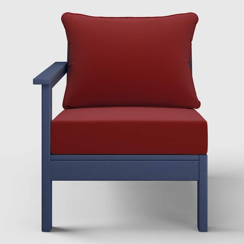 Birchwood All Weather HDPE Outdoor Patio Deep Seating Navy Blue Left Arm Facing Chair With Cushions (1-Piece)