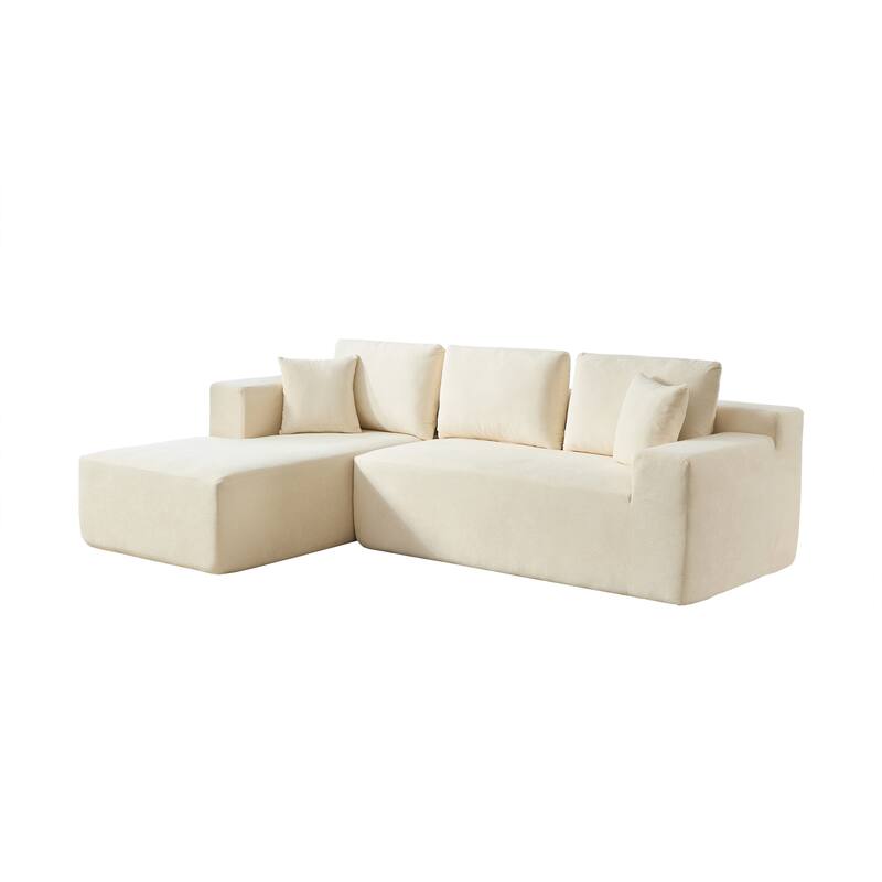 Beige Chenille Compressible Sofa - Soft, Easy Clean, Space-Saving