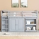 preview thumbnail 1 of 10, Twin Loft Bed with Drawer and Shelf Cabinet and Pulling-Out Desk, Rubber Wood Loft Bed with Safety Guardrail, Ladder, Grey N