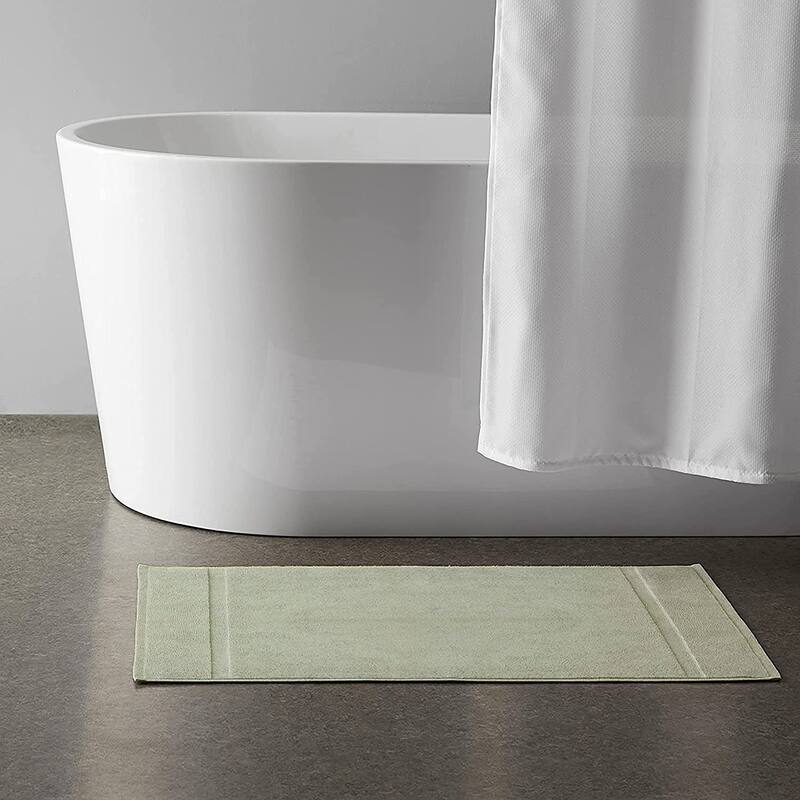 GOTS Certified Organic Cotton Feather Touch Quick Dry 900 GSM Bath Mat, 20"X33" - Green Tint