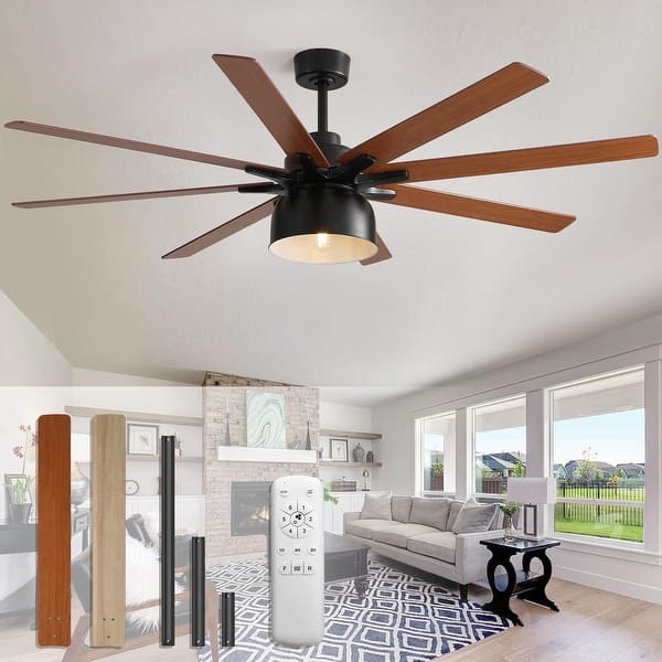 slide 2 of 44, 52/66-In Farmhouse Style Industrial Windmill Large Ceiling Fan with Light and Remote
