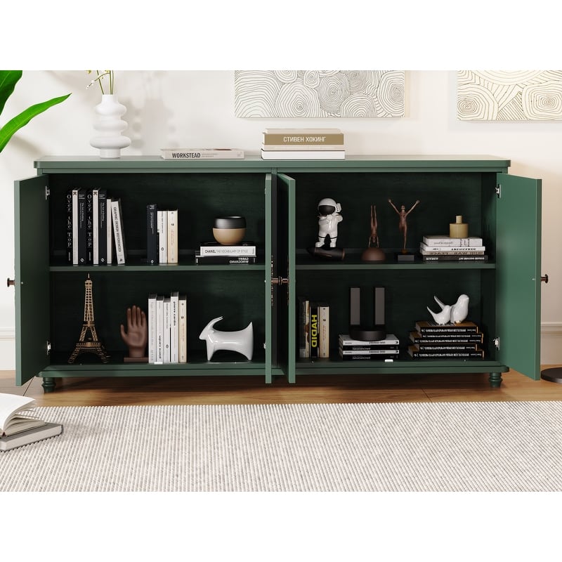 Retro 4 Doors Storage Cabinet with Adjustable Shelves