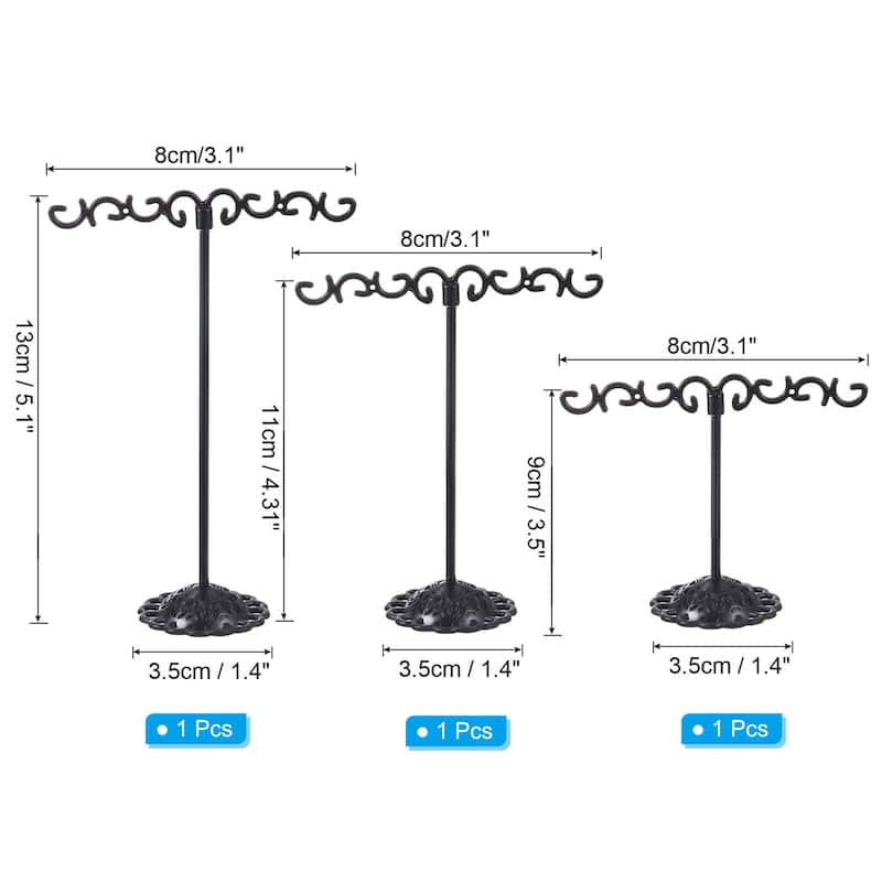 Earring Holder, 3pcs Earring Stand Earring Display Stand Organizer - Black