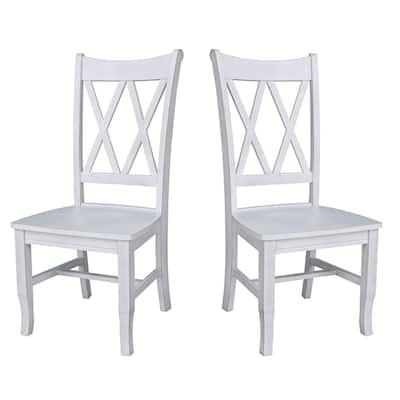 Double X-Back Solid Wood Chairs - Set of 2