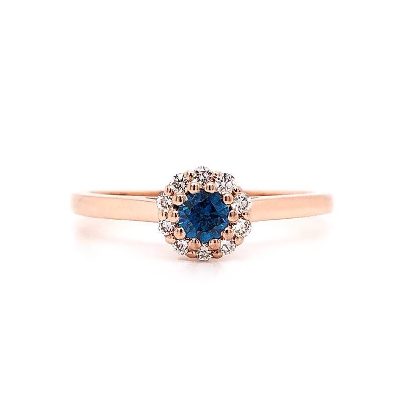 Auriya 14k Gold 1/4cttw Blue Diamond Halo Engagement Ring