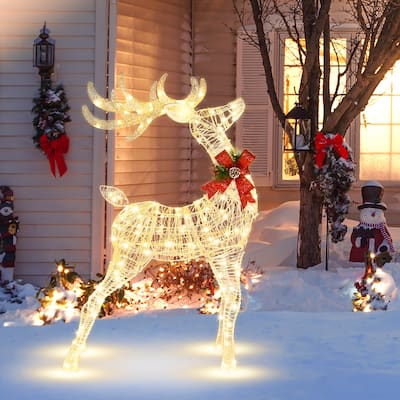 Lighted Christmas Reindeer Outdoor Christmas Decorations w LED Lights