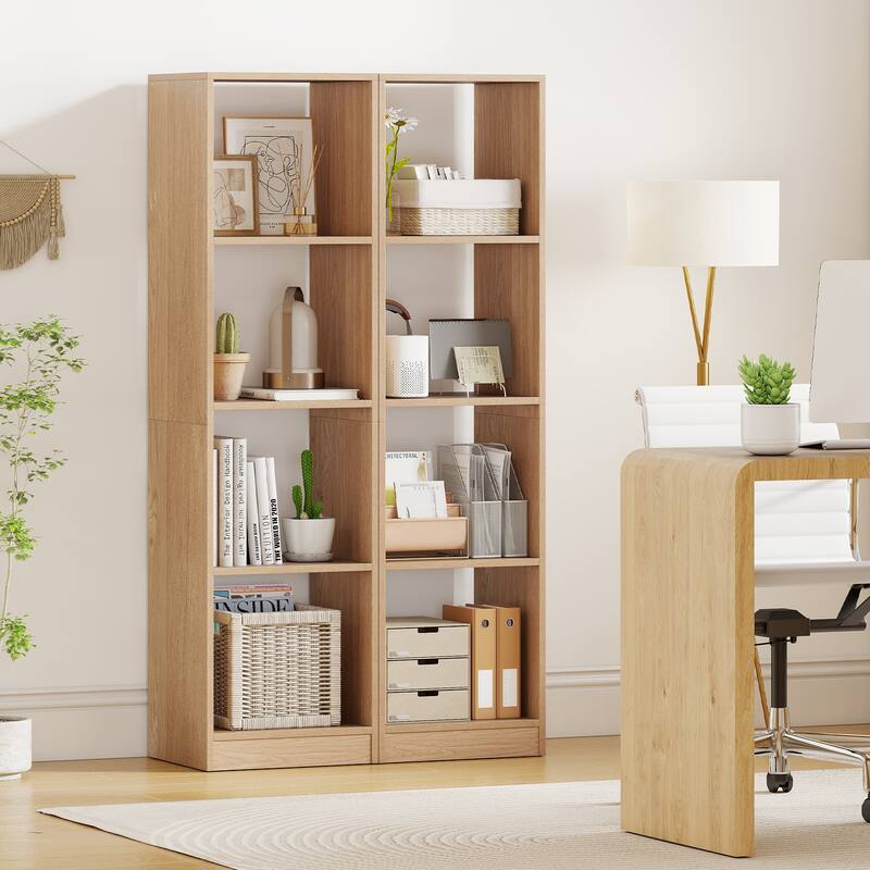 Gymax 5-Tier Bookshelf Corner Bookcase Storage Display Organizer w/ 4