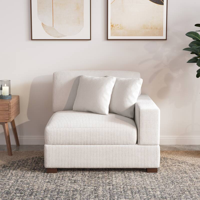 Upholstered Corduroy Modular Sectional Sofa with 2 throw pillows