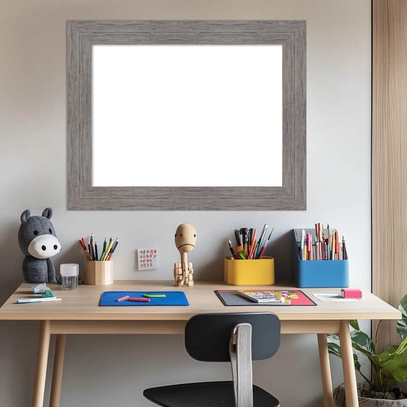 Amanti Art Pinstripe Plank Grey Framed Dry Erase Magnetic Board