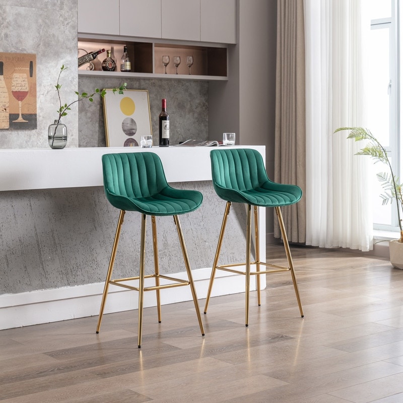 Green velvet bar best sale stools