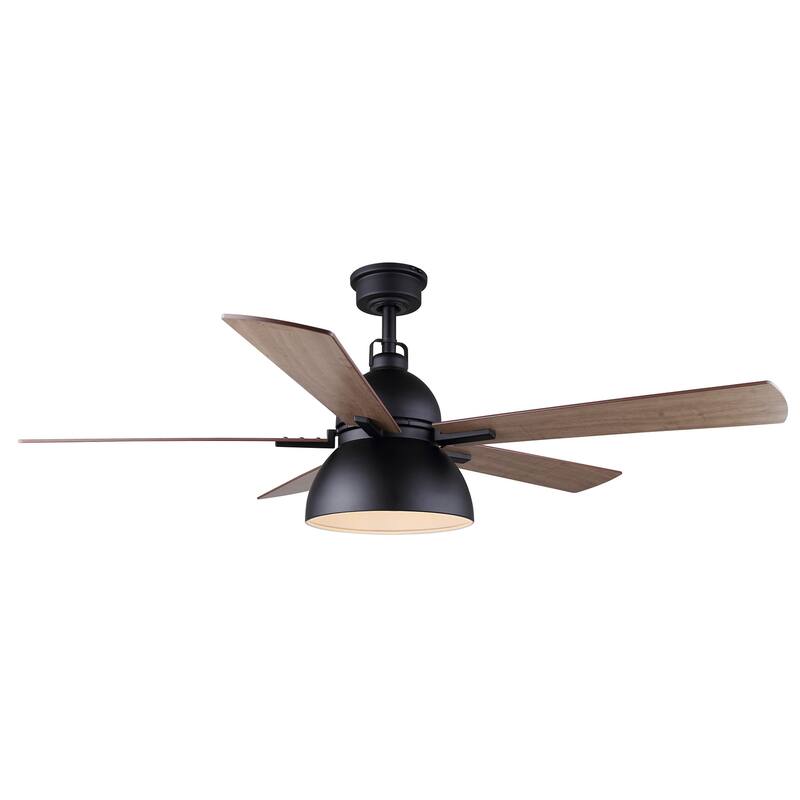 Lyric 52 in. Indoor Standard Matte Black Ceiling Fan with Vintage LED Bulbs Includedwith Remote Included