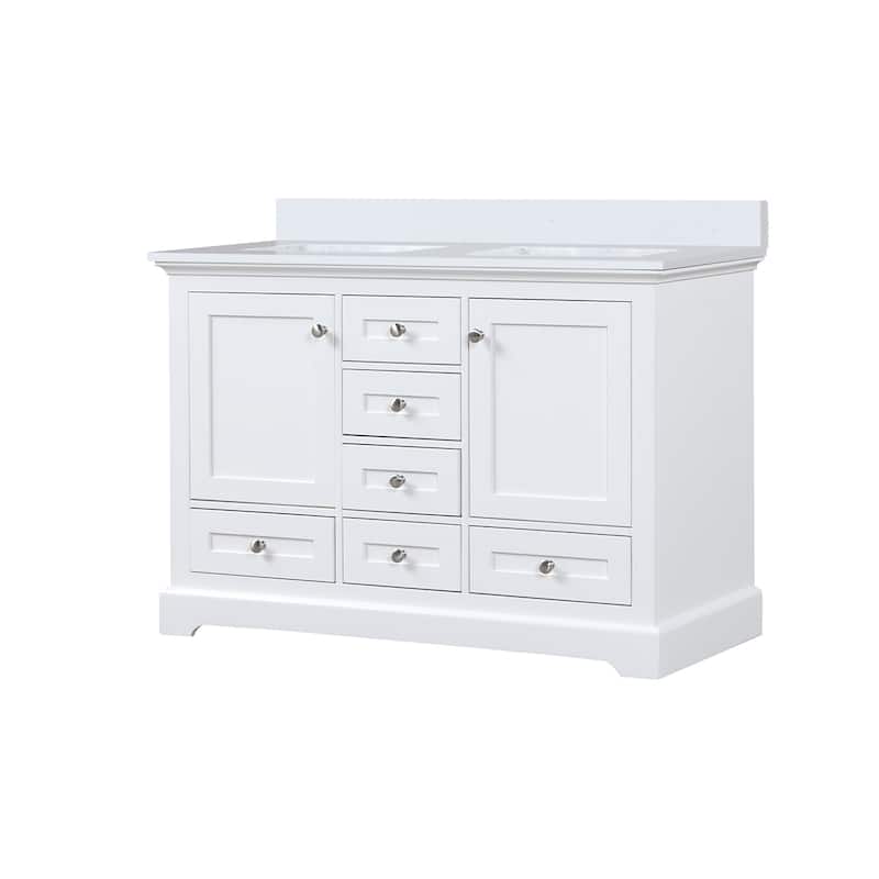 Dukes 48 in. W x 22 in. D Dark Grey Double Bath Vanity and White Quartz Top