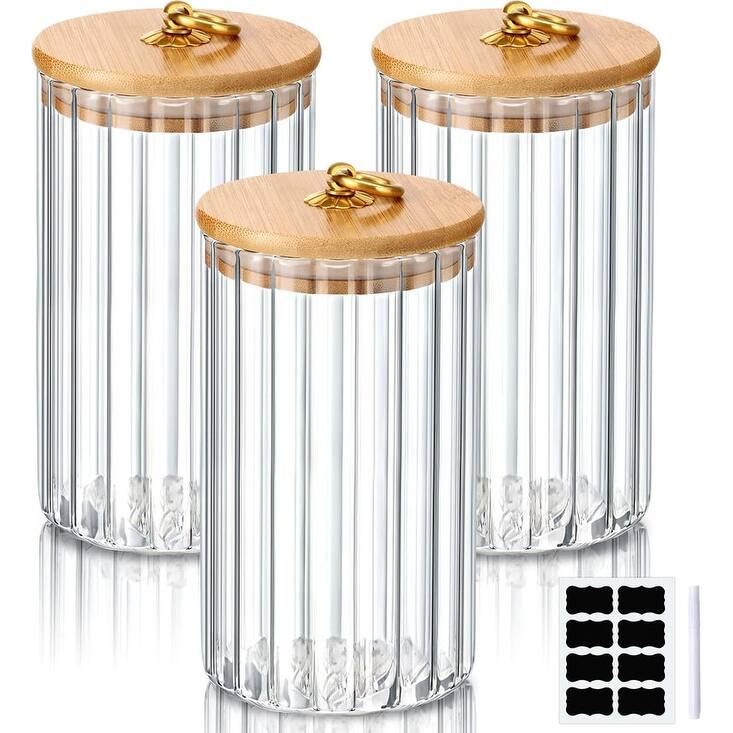 Glass Storage Jars Decorative Coffee Bar Container Kitchen Glass Canister - Clear