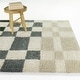 preview thumbnail 6 of 13, Leslie Checkered Shag Area Rug 5'3" x 7' - Green/Blue