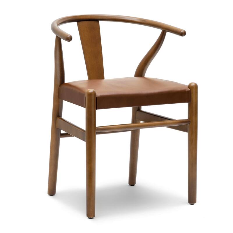 Poly & Bark Lev Vegan Leather Dining Chair with Solid Wood Frame (Set of 2)