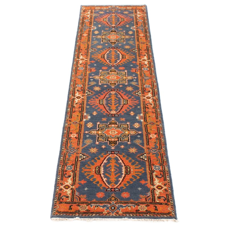 ECARPETGALLERY Hand-knotted Serapi Heritage Navy Wool Rug - 2'7 x 10'2