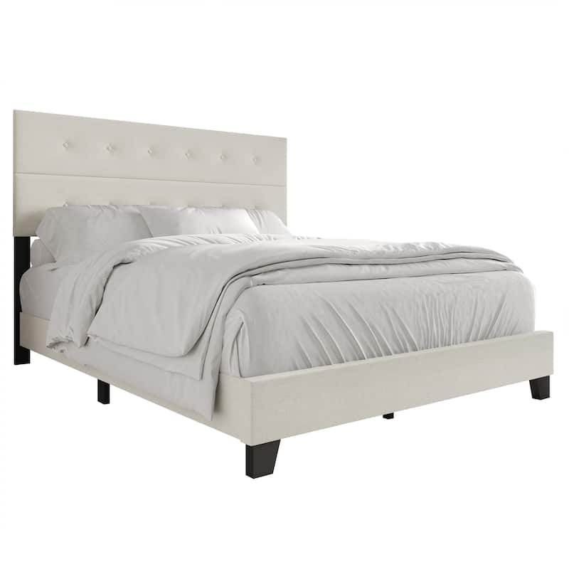 CraftPorch Luxury Button Tufted Upholstered Linen Bed