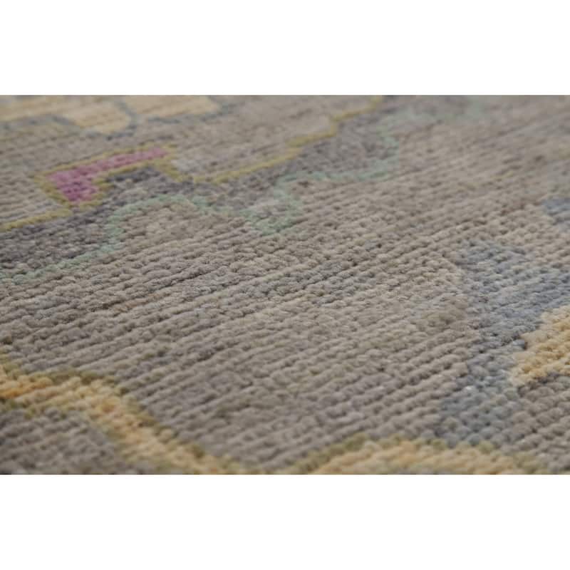 Hand Knotted Oriental 100% Wool Carpet Transitional All-Over Navy Blue & Blues Oushak Area Rug - 9' 11'' X 8' 4''