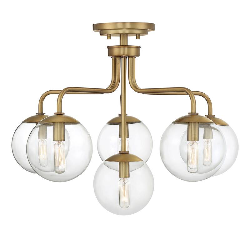 Savoy House 6-1951-6 Marco 6 Light 24" Wide Semi-Flush Ceiling Fixture - Warm Brass