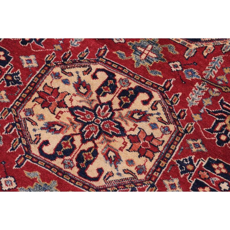 Tribal Super Kazak Nikolai Red/Tan Hand Knotted Wool Rug - 4'3'' x 5'8''
