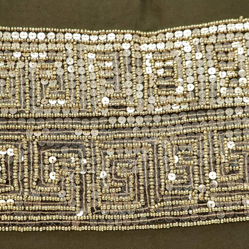 Glam Off White with Golden Sequins Lumbar Throw Pillow