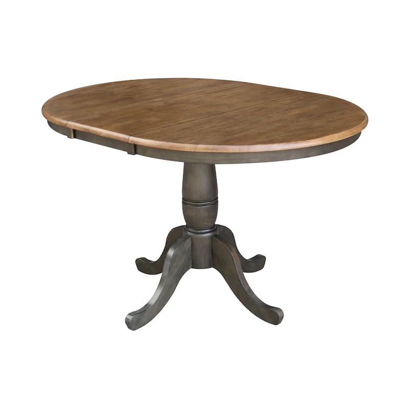 36" Round Top Pedestal Ext Table with 12" Leaf and 4 Madrid Chairs
