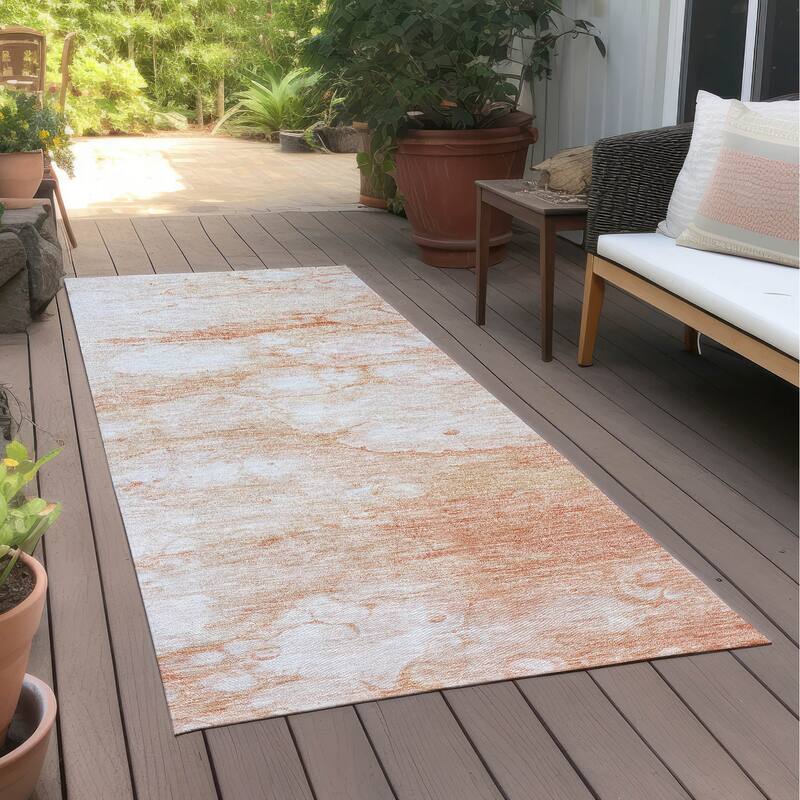 Machine Washable Indoor/ Outdoor Chantille Abstract Modern Rug